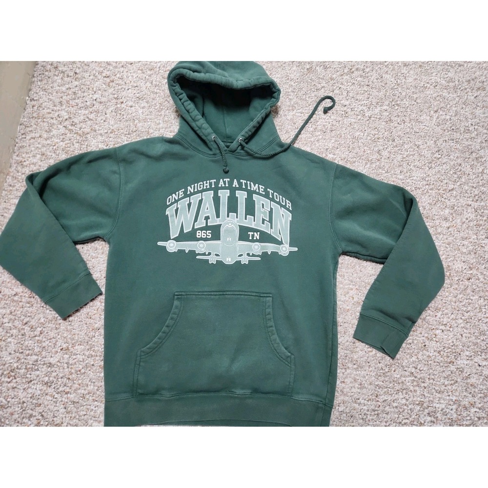 Morgan Wallen 2024 One Night At A Time Tour Hoodie Green Mens Sz M Double Sided